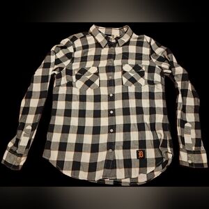 Levi's Detroit Tigers Women's Plaid Shirt, Size M, Navy, White And Orange